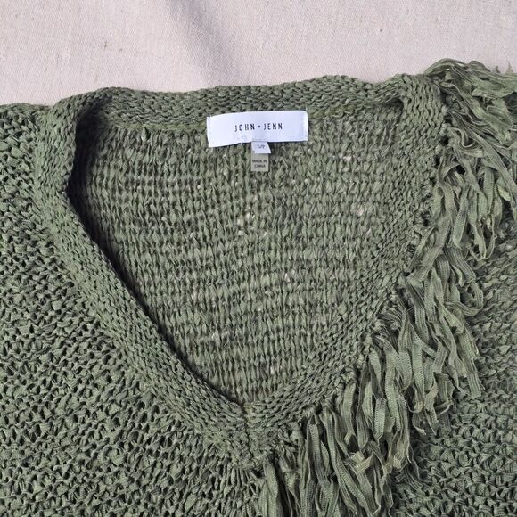 John & Jenn Crochet Fringe Top Olive Spice Women's Size Small Petite - Picture 8 of 13